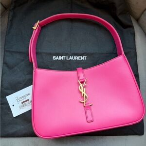 Yves Saint Laurent YSL Le5 A7 Shoulder Hobo Bag – Hot Pink